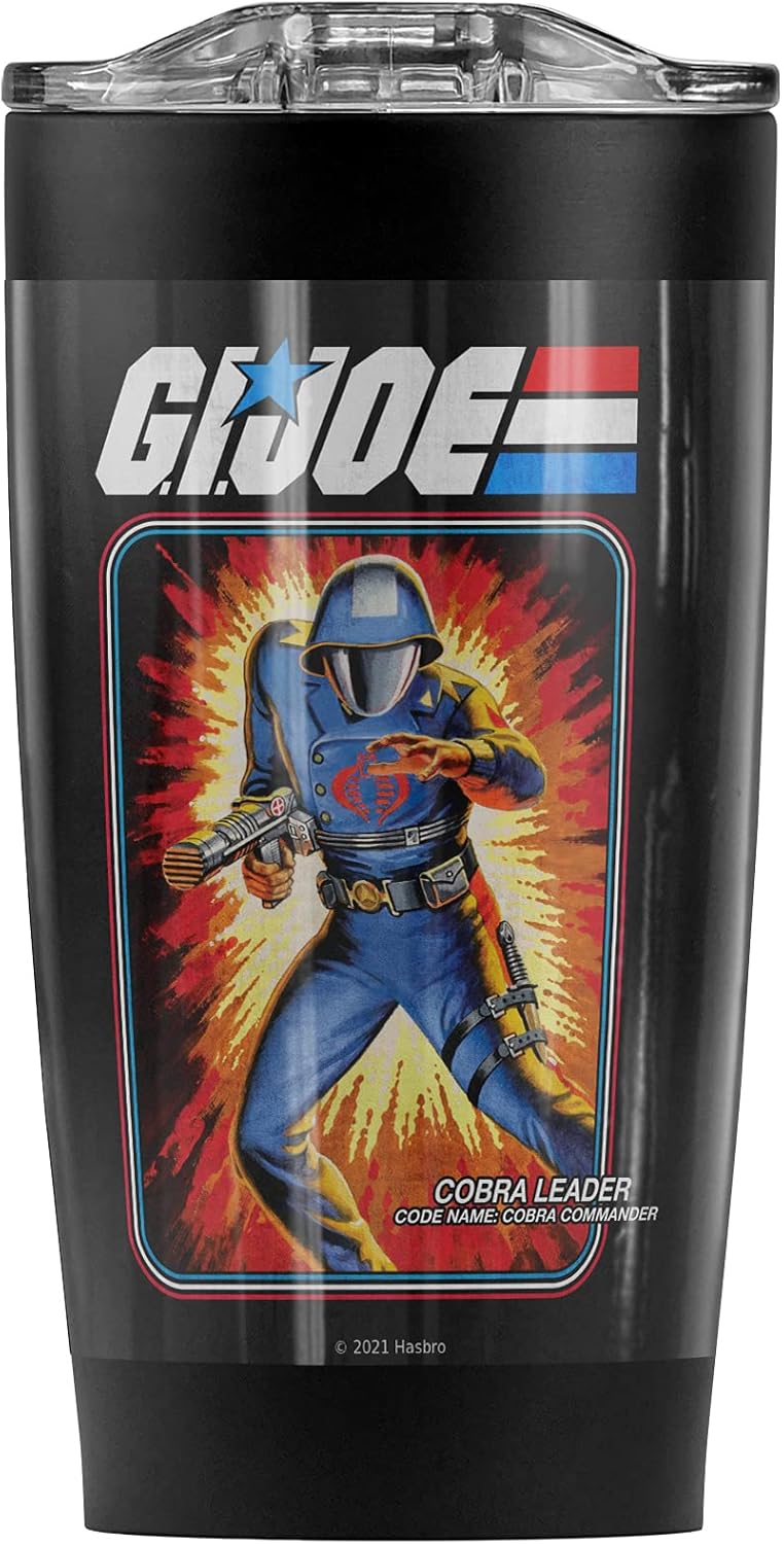 Logovision G.I. Joe Cobra Commander Card Stainless Steel Tumbler 20 oz Coffee Travel Mug/Cup, Vacuum Insulated & Double Wall with Leakproof Sliding Lid | Great for Hot Drinks and Cold Beverages