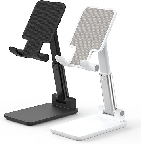 Miniatura 12 de Soporte para teléfono celular, soporte ajustable en ángulo y altura para escritorio, plegable y portátil, almohadilla antideslizante de silicona,