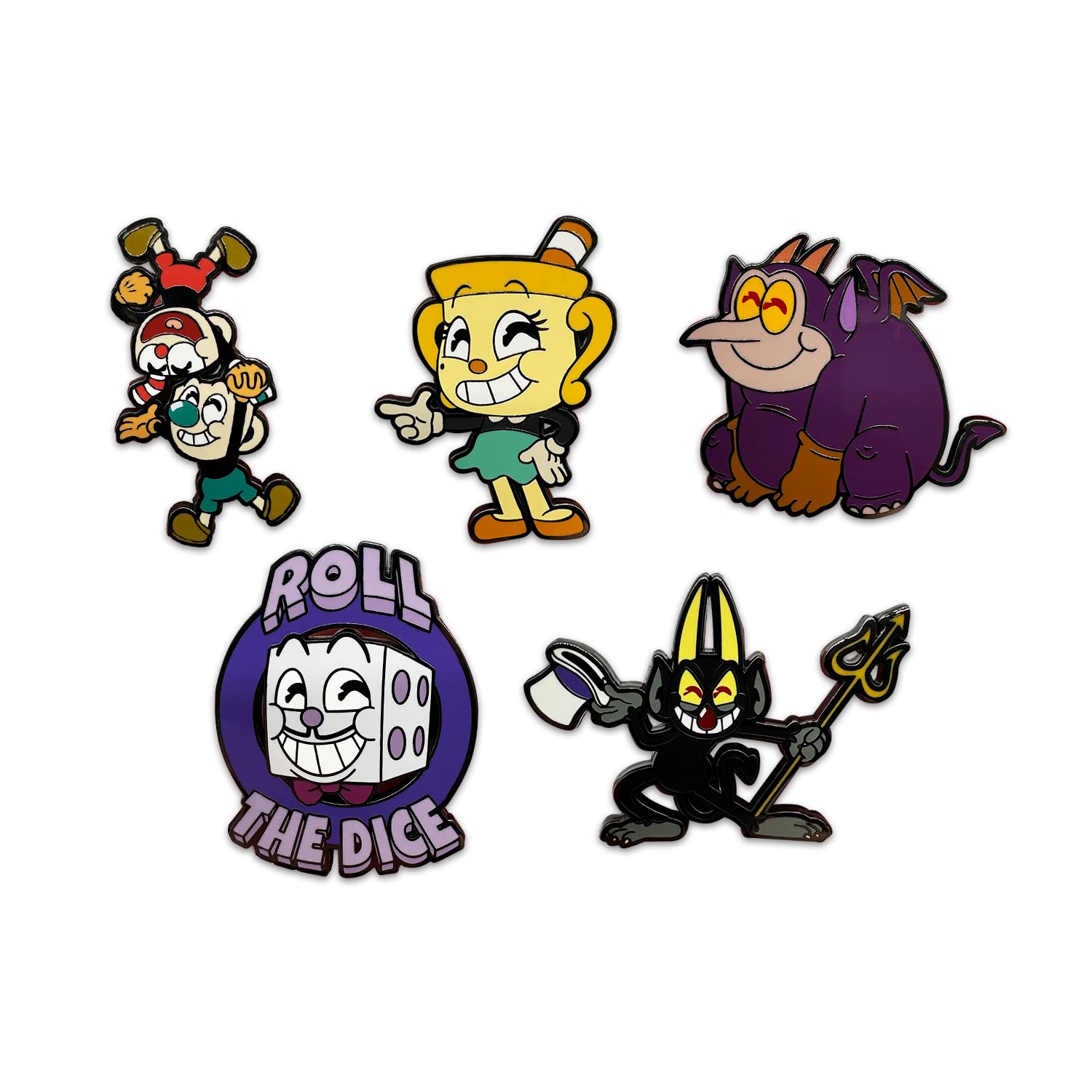 Youtooz Set di spille Cuphead, con licenza ufficiale, scatola da collezione include 5 spille di Youtooz Cuphead Collection, Alluminio, Nessuna pietra preziosa