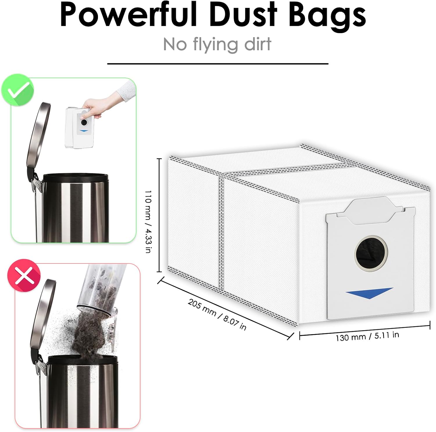 (12 Pack) N30 Omni Replacement Dust Bags Compatible With ECOVACS DEEBOT N30 Omni / N30 Pro Omni Robot Vacuum Cleaner, With Activated Carbon Filter Layer, Canister Bags, Disposable Bags