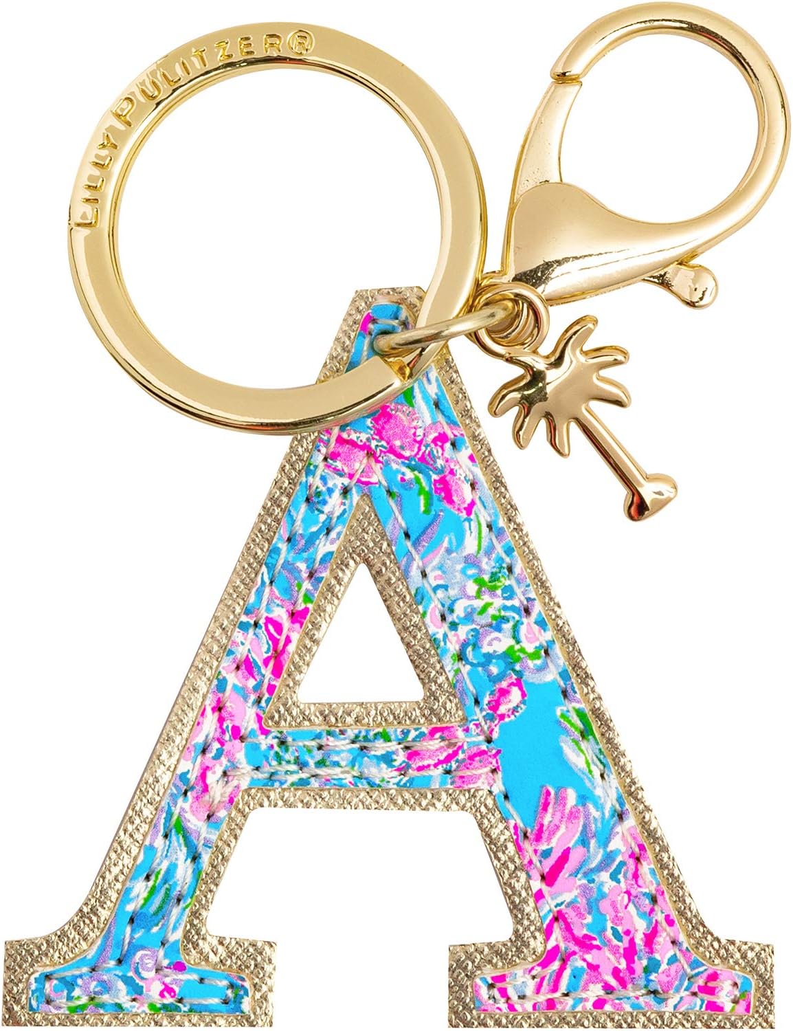 Lilly Pulitzer Leatherette Initial Keychain, Letter Bag Charm for Women
