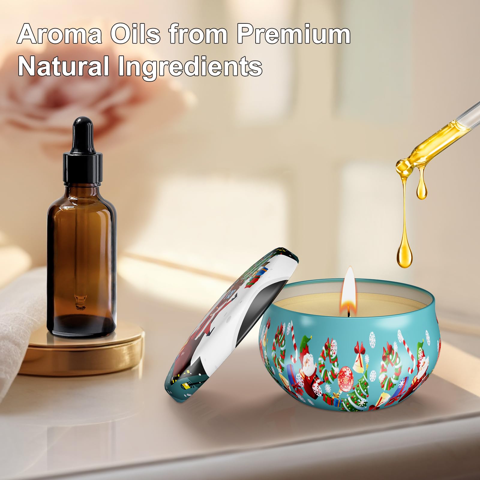 Primevolve Lot de 12 bougies de Noël parfumées pour femme, aromathérapie à la maison, parfum fort, longue durée, boîte de voyage portable pour spa, bain, yoga