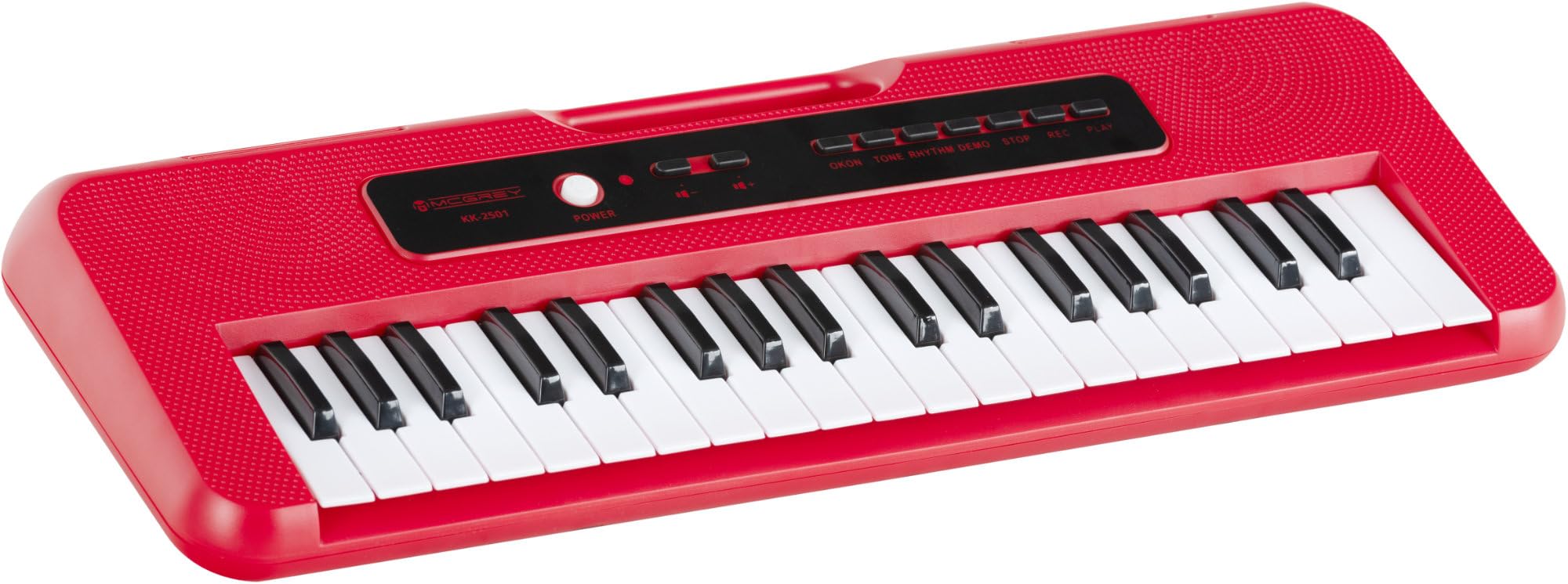 Clavier Pour Enfants McGrey KK-2501 - 37 Touches, Avec Microphone Et Poignée - Fonctionne Sur Piles Ou USB - Rouge