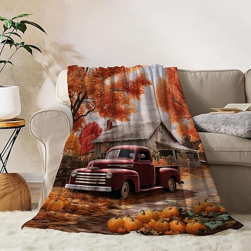 Miniatura 21 de YeeJu Manta decorativa de otoño, color naranja, Acción de Gracias, otoño, lindas calabazas, manta para sofá, cama, sala de estar, suave, acogedora