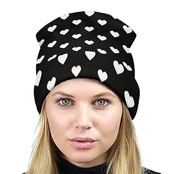 Amazon.co.jp: ニットキャップ ラブ 柄 ハート柄 黒白 ビーニー Amazon.co.jp: ニットキャップ ラブ 柄 ハート柄 黒白 ビーニー