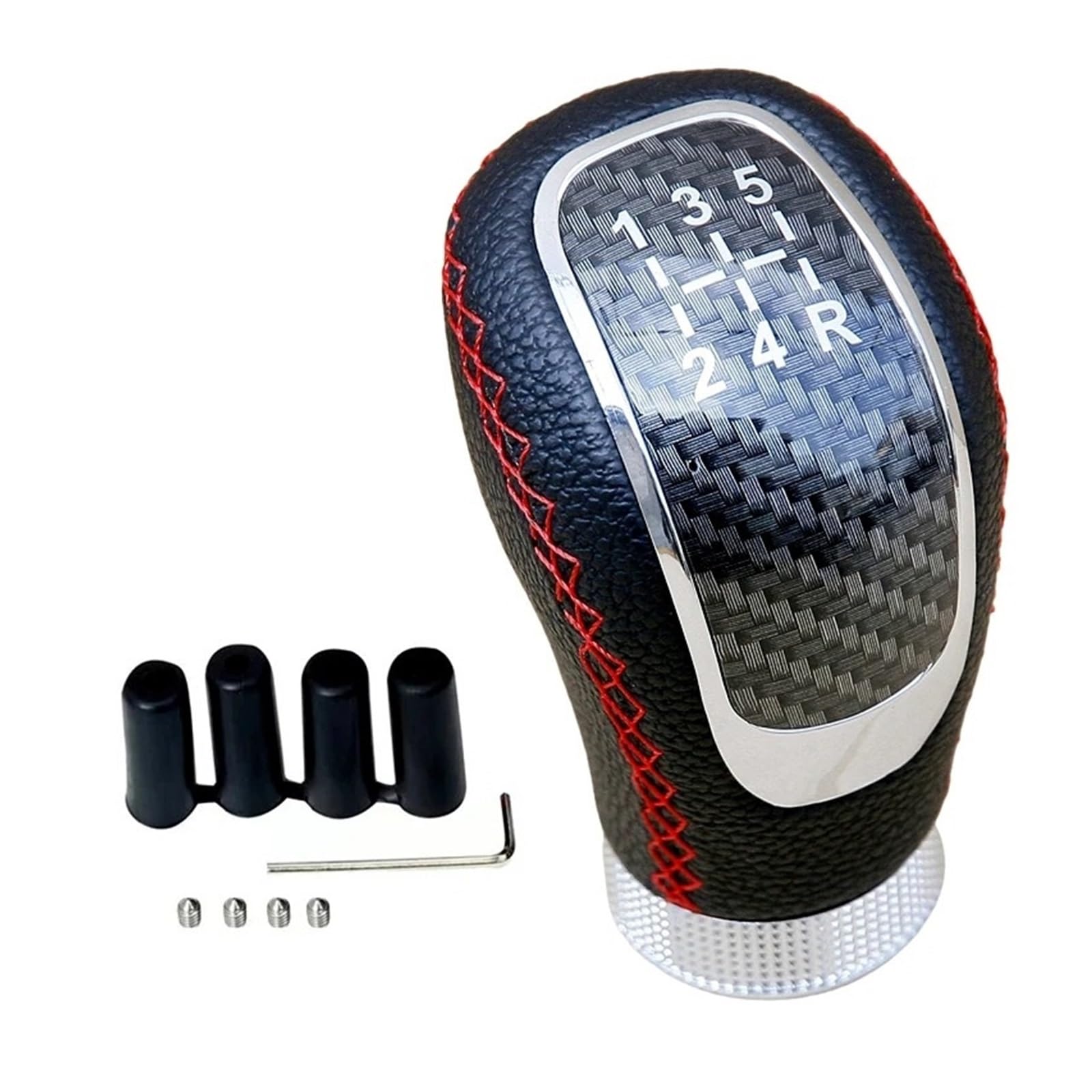 DAJMSUY 5 Speed Black Leather Gear Knob Car Shift Shifter Stick Lever Manual Transmission Car Gear Shift(Black B)