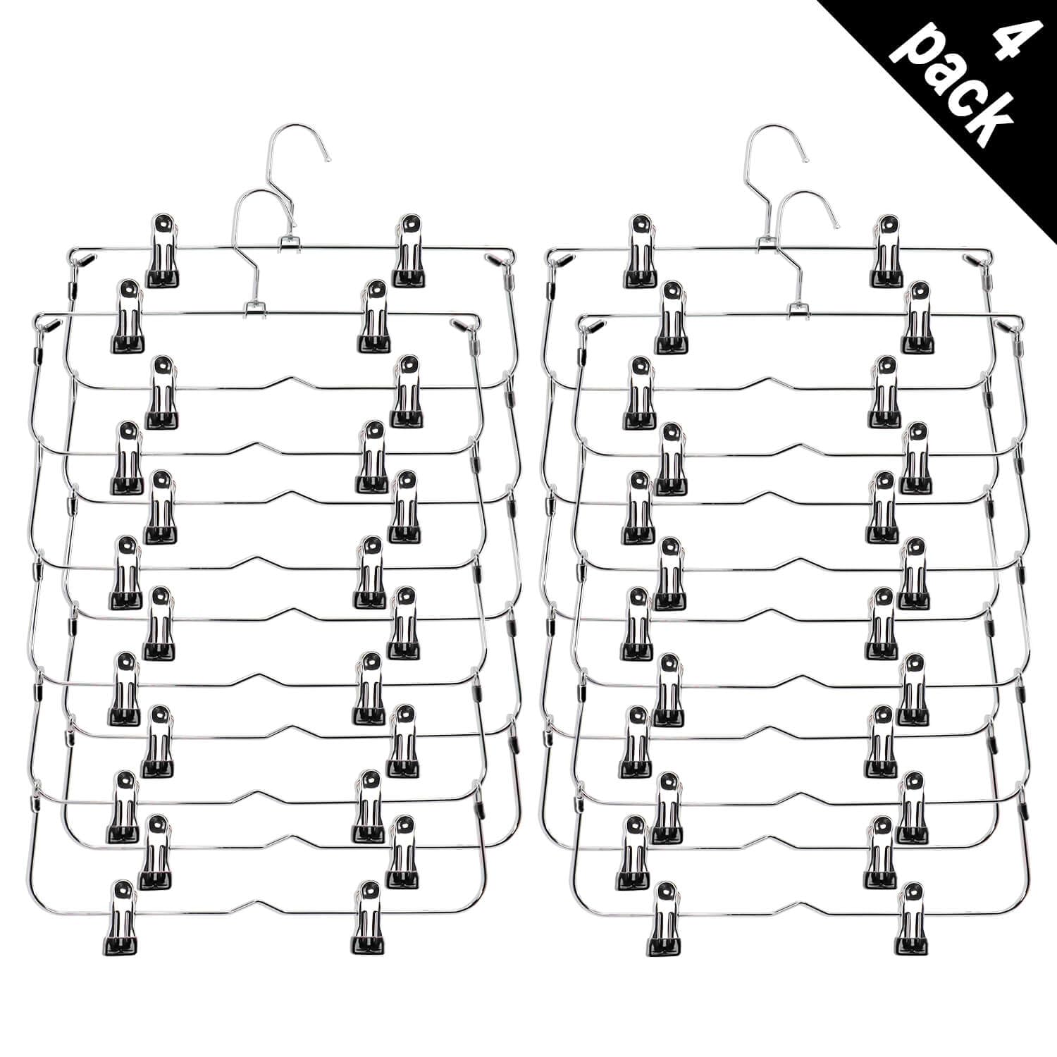 Perchas para faldas y pantalones con clips, perchas de 6 niveles para faldas que ahorran espacio, metal, organizador de armario antideslizante y almacenamiento para múltiples prendas y pantalones