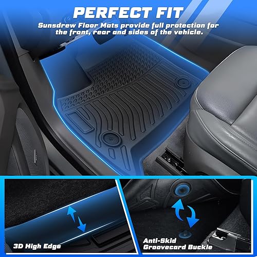 Miniatura 3 de Alfombrillas para todo tipo de clima para Chevrolet Chevy Traverse 2018-2023 de 8 asientos, forro impermeable de elastómero termoplástico, tapetes