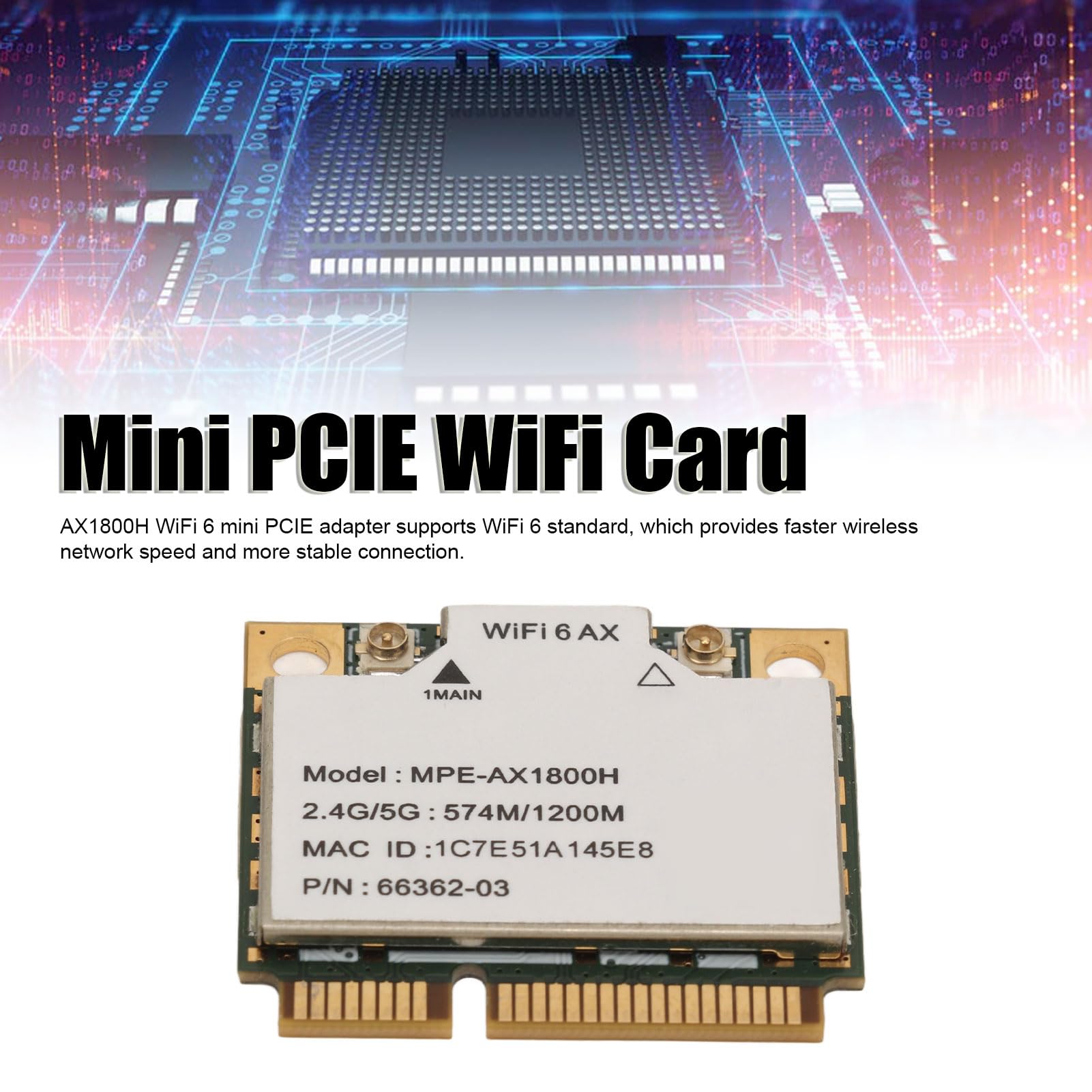 Carte WiFi 6 AX1800H Mini PCIE - Double Bande 2.4/5GHz, Bluetooth 5.2 - Pour PC, Linux - Ashata