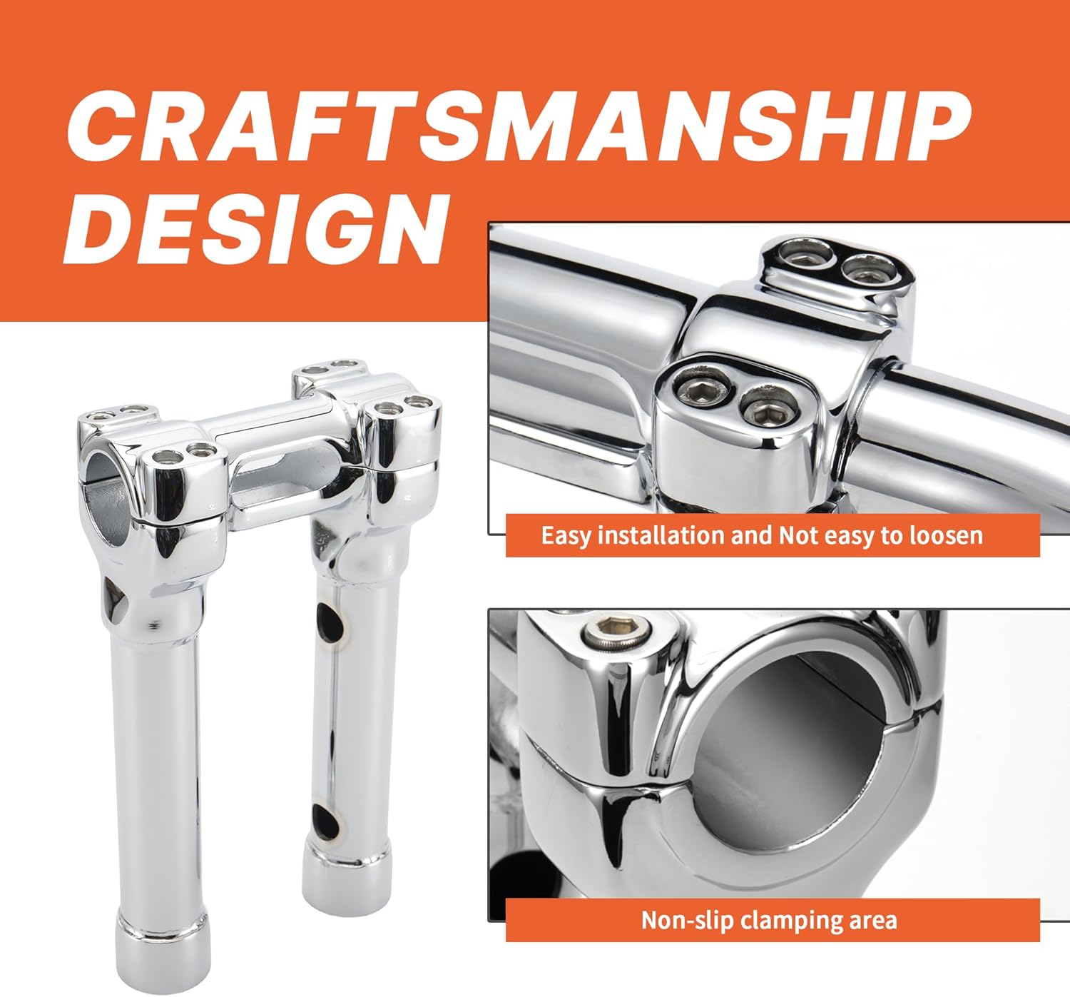 8" Rise 1-1/4" Fat Narrow T Handlebar Compatible with 1996-2017 Harley Sportster Dyna Softail, Chrome