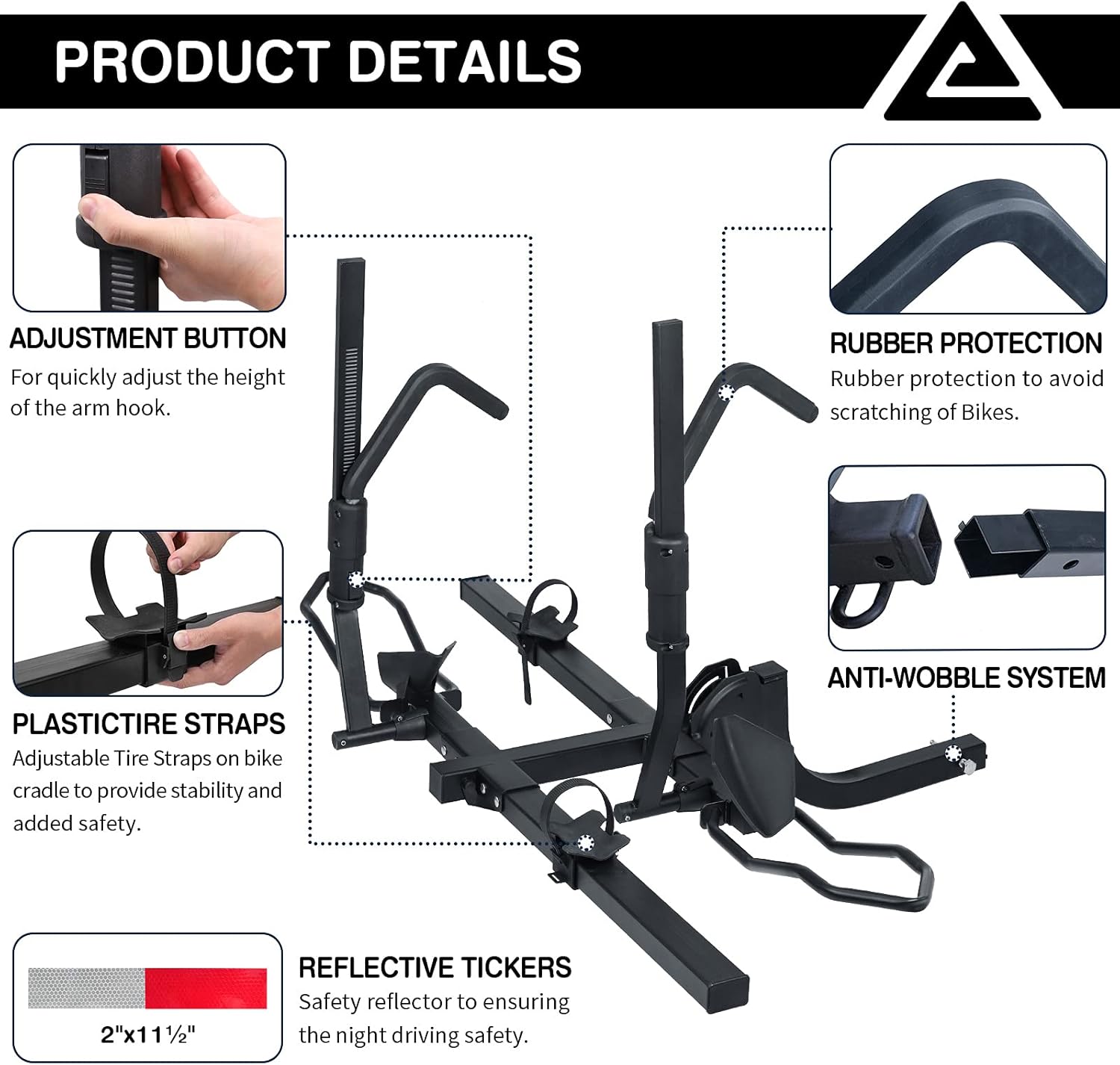 Leader Accessories Tire Clamping 2-Bike Platform Style Hitch Mount Bike Rack, Locking Tray Style Bicycle Carrier Racks Foldable Rack for Cars, Trucks, SUV and Minivans with 2" Hitch Receiver : Everything Else
