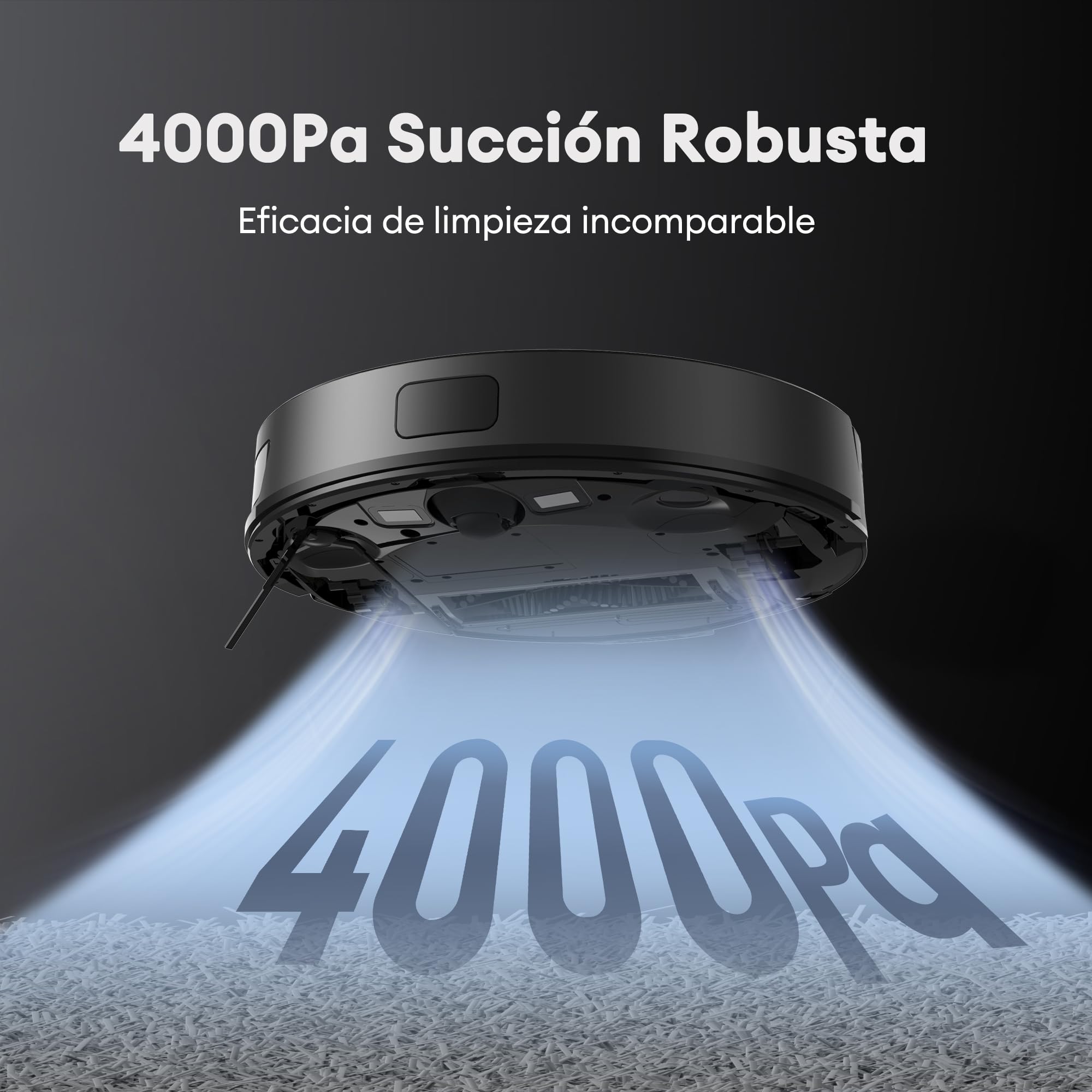 Ultenic Robot Aspirador con Láser 4000Pa, Limpieza Matricial, Auto-Ajuste Potencia para Alfombra, Robot Aspirador y Fregasuelos para Mascotas