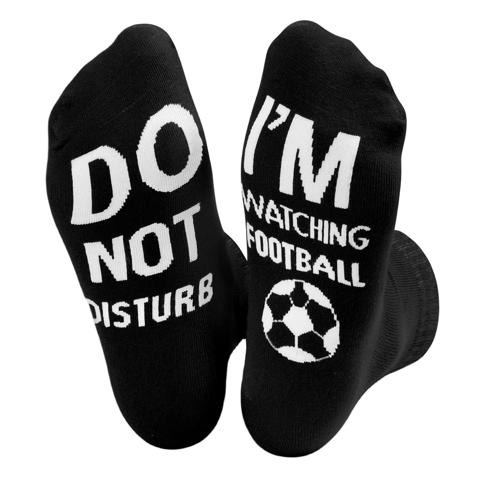 SoulQool Do Not Disturb I'm Watching Football Socks Letter Printed Funny Novelty Sayings Knitted Crew Socks Football Gifts (Black)