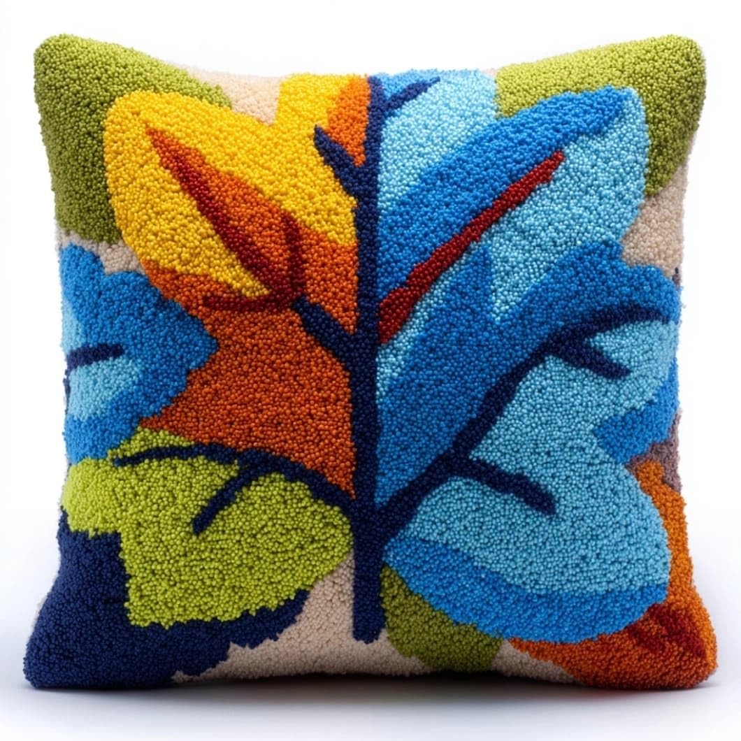 Taxpy DIY Latch Hook Pillow Kit Leaf 17X17 Inch