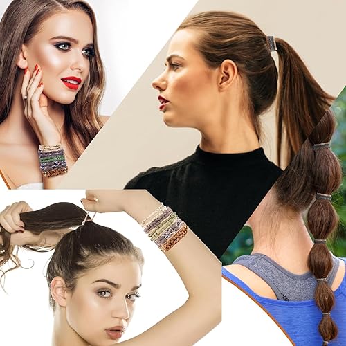 Miniatura 6 de Accesorios para el cabello para mujer, 1223 piezas, incluye pinzas para el cabello de 4.3 pulgadas, pulsera bohemia para ligas para el cabello,