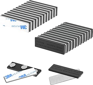 Name Tag Magnets 1.77 x 0.5 inches, Name Tag Magnet Backs with 3 Extra-Strong Disc Neodymium Magnet for ID Badge Holders - 24Pack Badge Magnets with Ashesive Back Steel Plate
