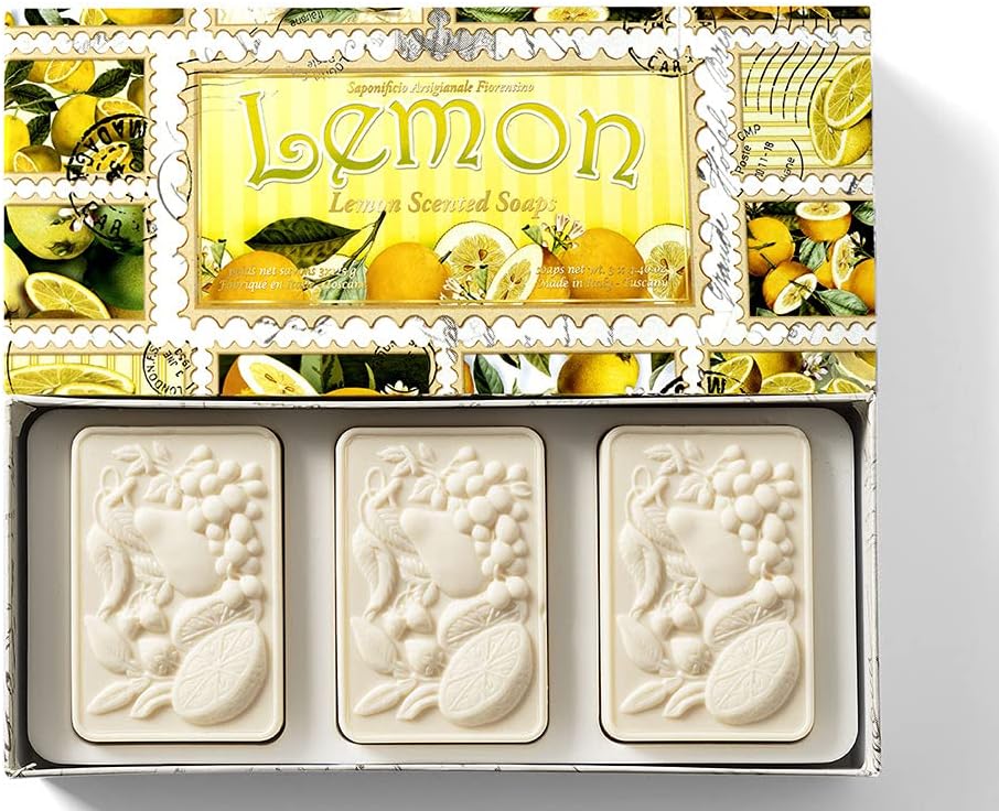Saponificio Artigianale Fiorentino, Handmade Italian lemon soap from Fiorentino, 3 x 125 g