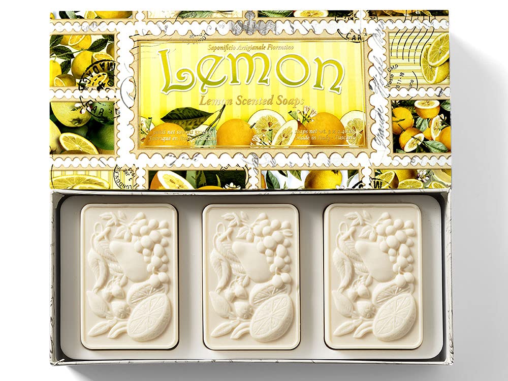 Saponificio Artigianale Fiorentino, Handmade Italian lemon soap from Fiorentino, 3 x 125 g