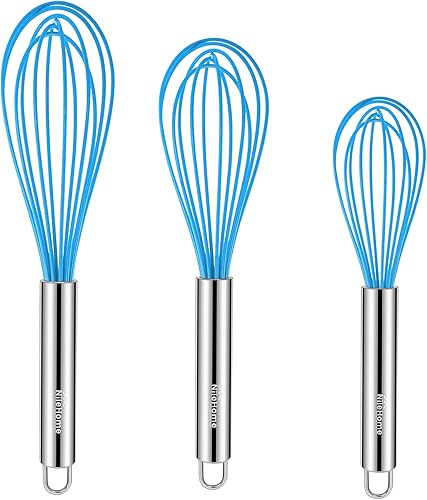 Miniatura 11 de NileHome Juego de mini batidores de acero inoxidable de 5 y 7 pulgadas para cocina, pequeños batidores de alambre para cocinar, batir, mezclar