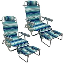 Backpack Beach Chair Aluminum 2 Pack with Folding Camping Table 5-Position Lay Flat Lounge Chair Outdoor for Adults with Insulated Cooler Bag and Cup Holder