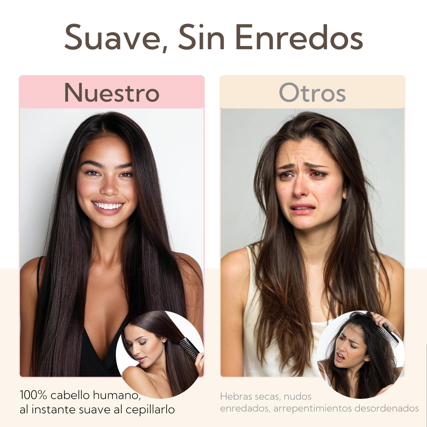 hotbanana Clip Extensiones de Cabello Natural, Mujeres Extensiones de Cabello Humano Eeal Pelo Rizado De castaño oscuro a castaño y rubio sucio con mechas 35cm 120g 7pcs