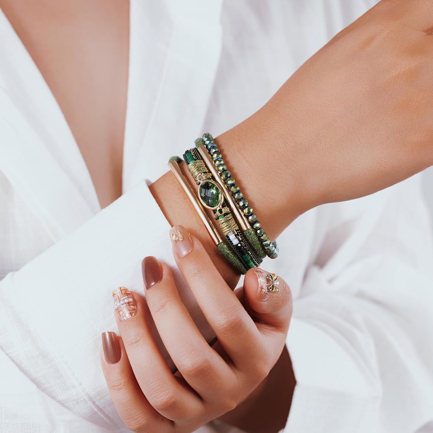 Boho Leather Wrap Bracelets Beaded Stackable Cuff Bracelet Country Concert Outfits Cowboy Cowgirl Western Jewelry Gifts for Women