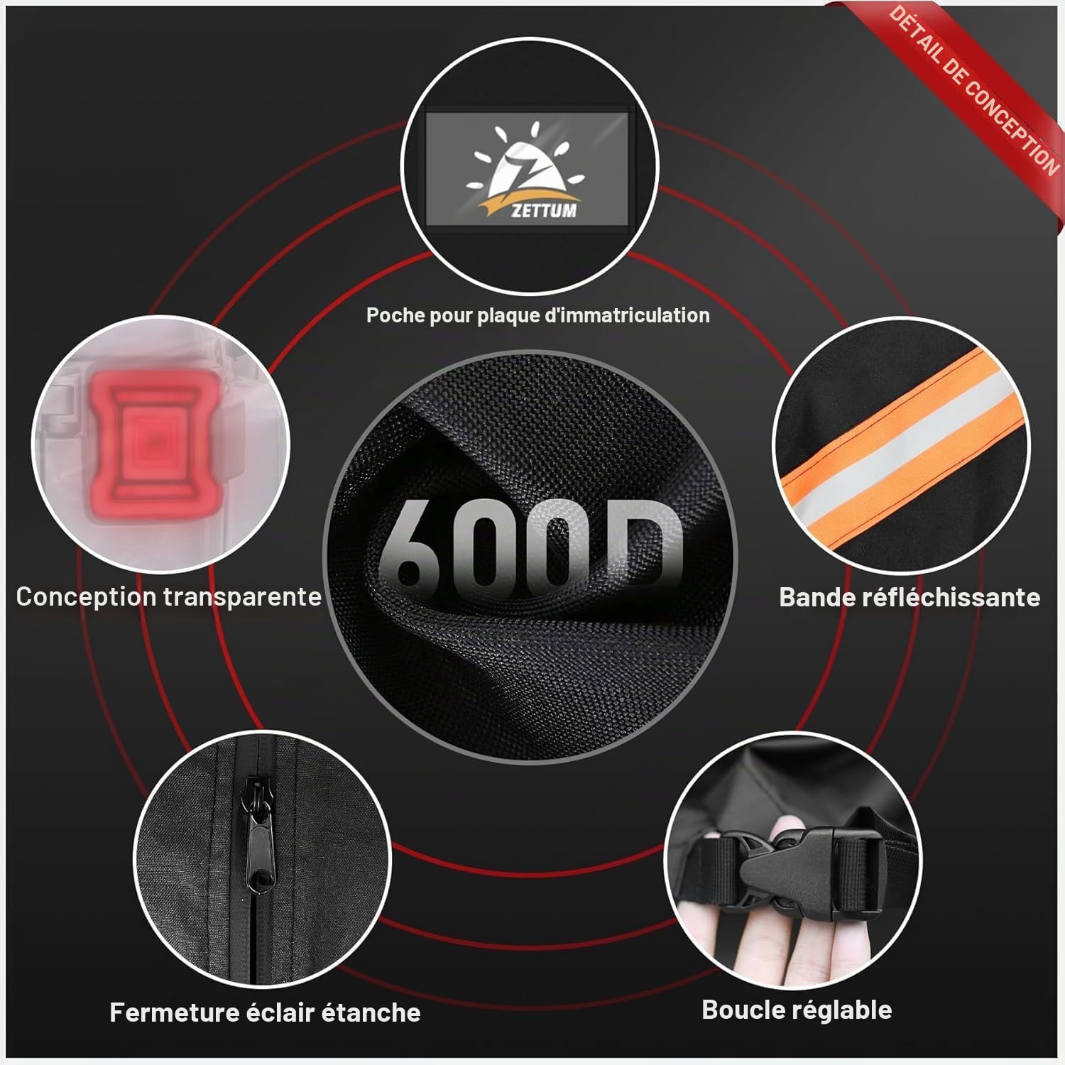 Zettum Housse de vélo pour 2 vélos – Housse de vélo 600D imperméable Housse de vélo pour 2 vélos électriques vélo de Route, vélo Hybride, vélo de Plage, Scooter et Plus Encore （Transparente）