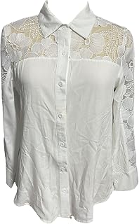 Silunma2021 Women's Lace Fashion Button Down Shirts Loose Hollow Plus Size Shirts Solid Color Breathable Sexy Blouse Tops