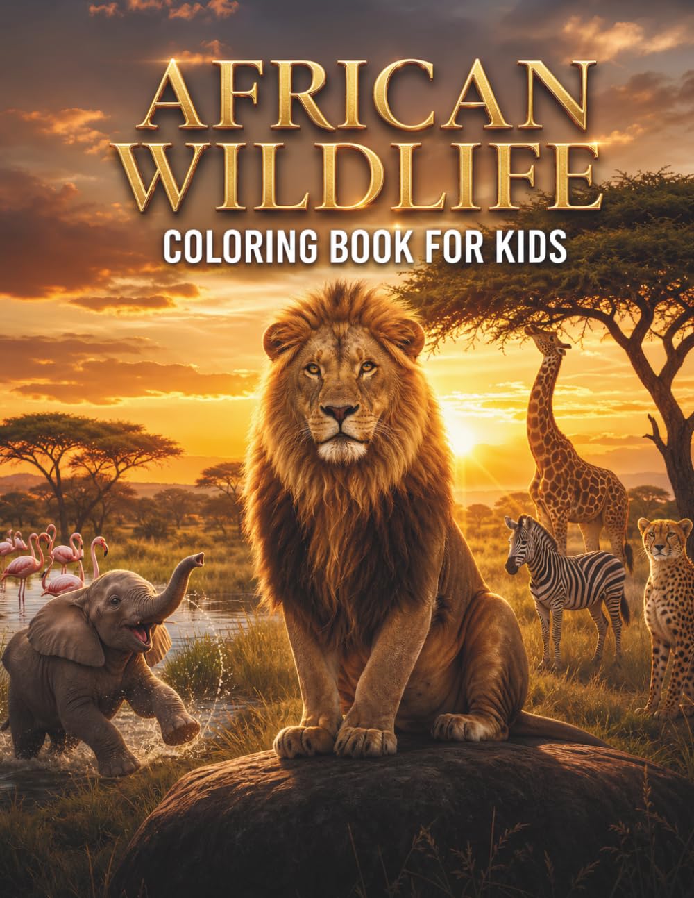 African Wildlife Coloring Book for Kids: 50 Realistic African Safari Animals in Their Natural Habitats | Coloring Pages for Boys and Girls Ages 4-8