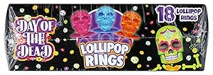 Halloween Day of the Dead Sugar Skull Lollipop Rings,7.61 ounce, Box of 18