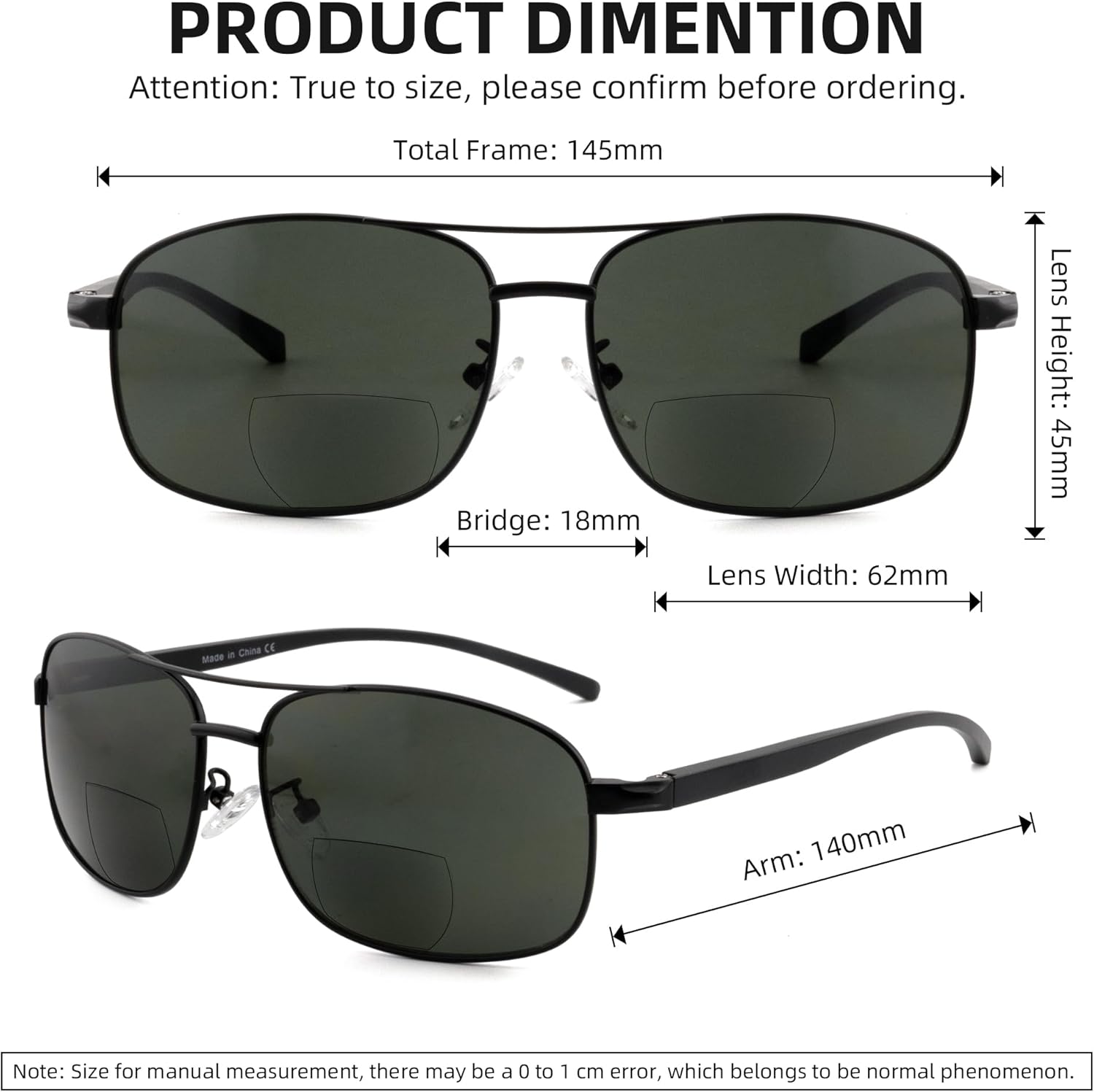 Classic Bifocal Sunglasses,Command Aviator Metal Reading Glasses For Men and Women - Image 3