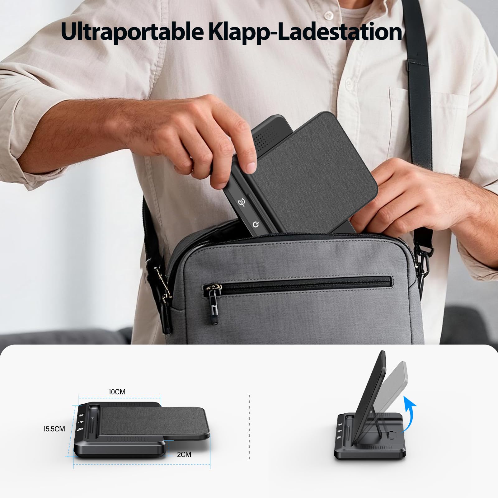 Dock di ricarica wireless con altoparlante per audiolibri | Compatibile con Kindle Paperwhite Signature Edition (2022/2024) & Colorsoft Signature Edition | Stazione di ricarica wireless pieghevole con