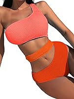 Vista 3 de WDIRARA Traje de baño de una pieza con corte de bloque de color para mujer