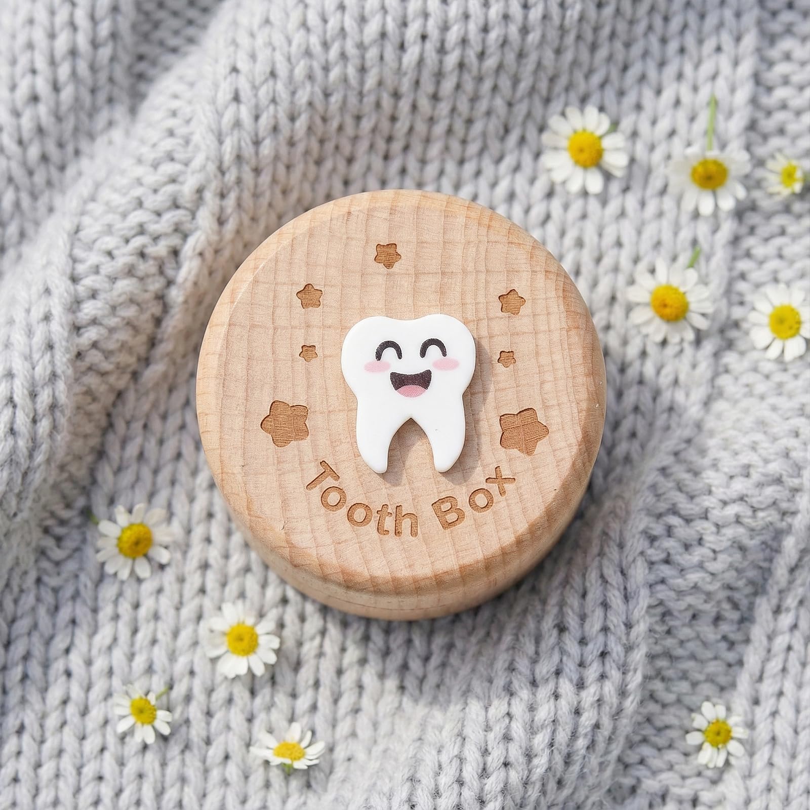Caja de Dientes de Leche de Madera, Caja Dientes de Leche Niño, Caja de Dientes, Ideal Como Regalo de Bautizo y Cumpleaños, Regalo para Nuevos Padres