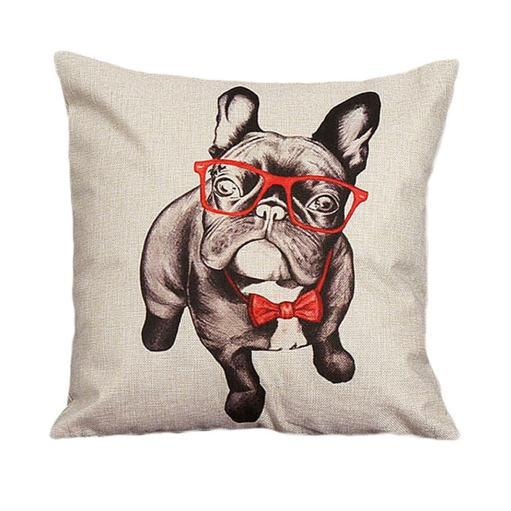 ForcoolStore Vintage Cotton dog in red glasses Throw Pillow Case Cushion Cover