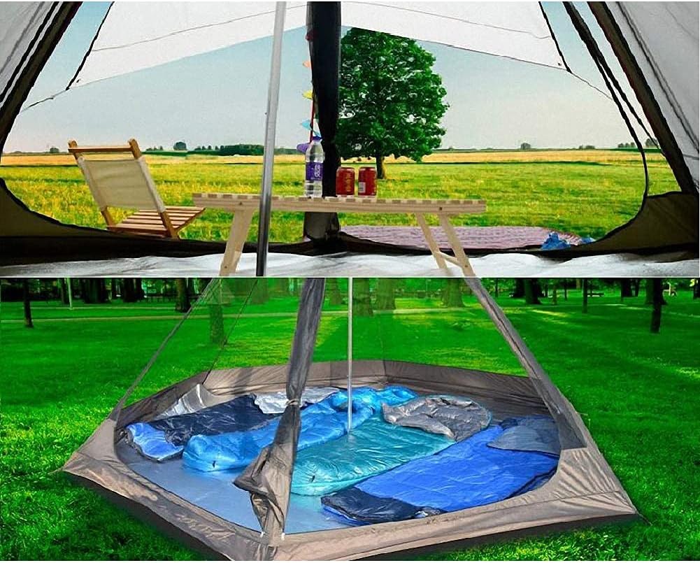 Indian Tent Outdoor Double Layer Camping Tower Tent Family Camping Tent Yurt Teepee Tent for Outdoor Hiking 3-4 Person