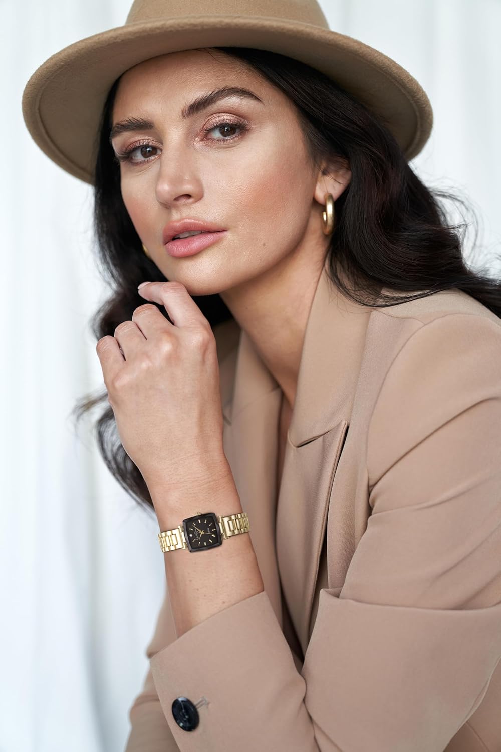 Jessica Simpson Diamond Collection Women's Square Dial Watch, Metal Band, Classic Quartz Movement, Elegant Dress Watch