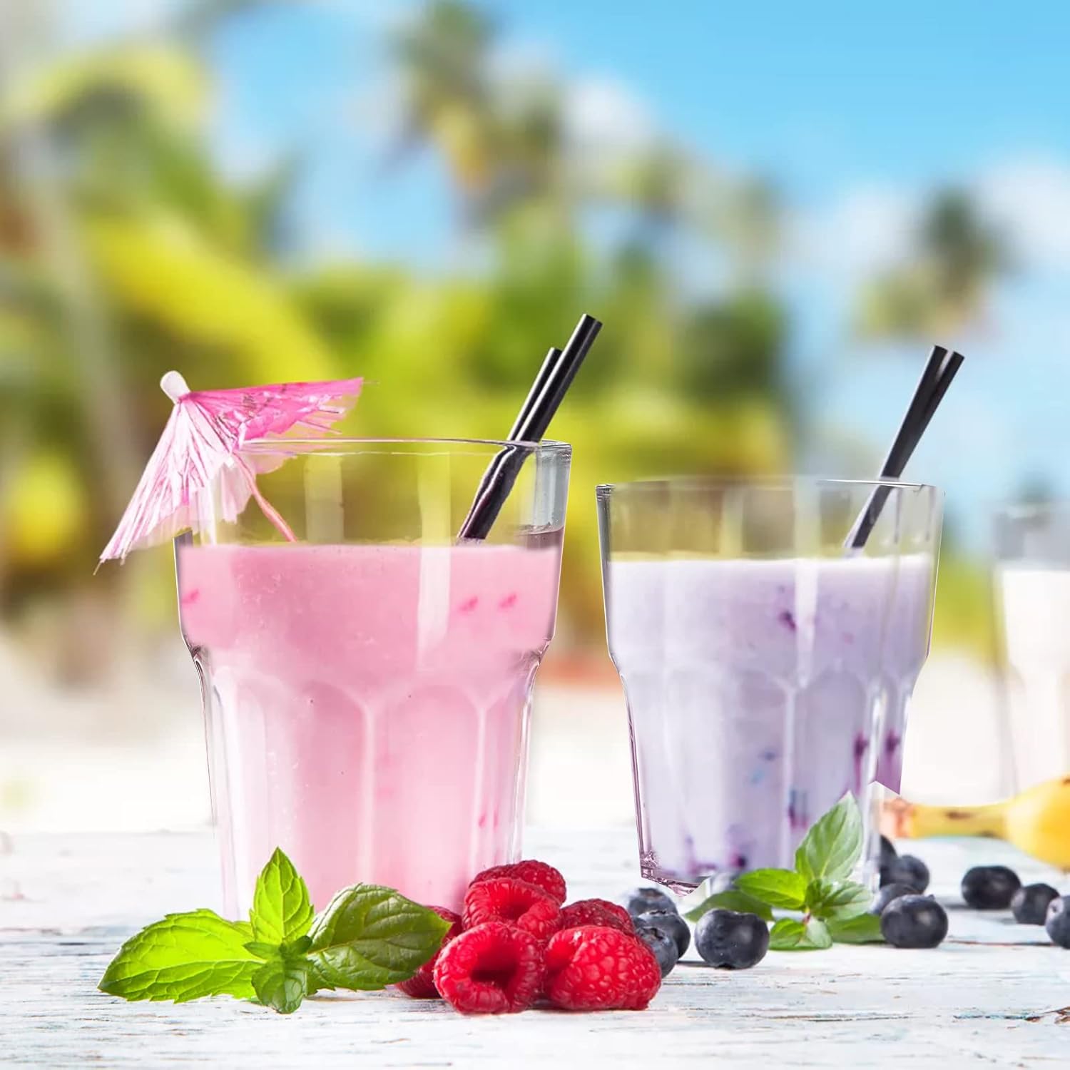 Tebery 16 Pack Classic Clear Plastic Tumbler Reusable Drinking Glasses, 8Oz Drinking Water Juice Cups, Stackable, BPA-Free - Image 4