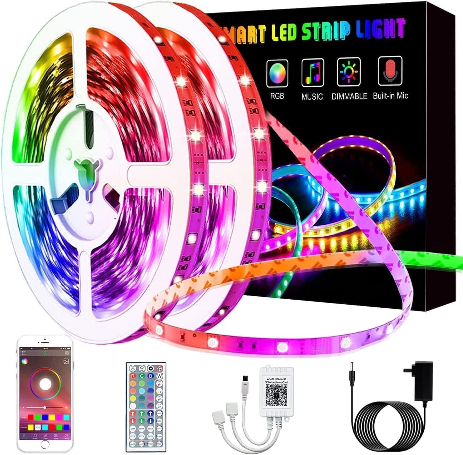 100ft Led Lights Strip for Bedroom, L8star 30m Rgb Led Lights Strips with 44keys Remote and