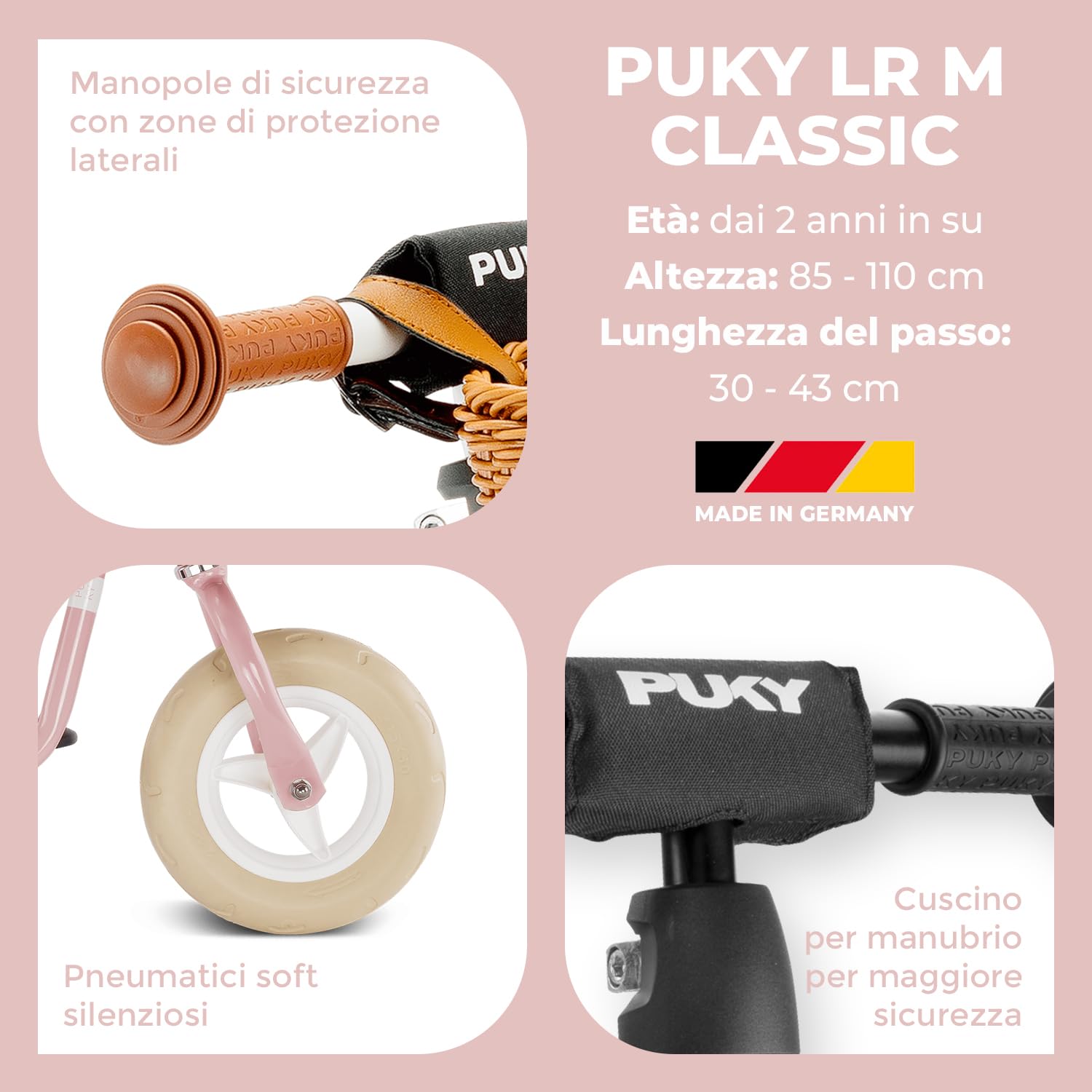 PUKY LR M CLASSIC | Bici senza pedali 2 anni | Bicicletta senza pedali | Balance Bike 2 anni | Bici senza pedale con cestino e manopole sicurezza | Manubrio e sella regolabili