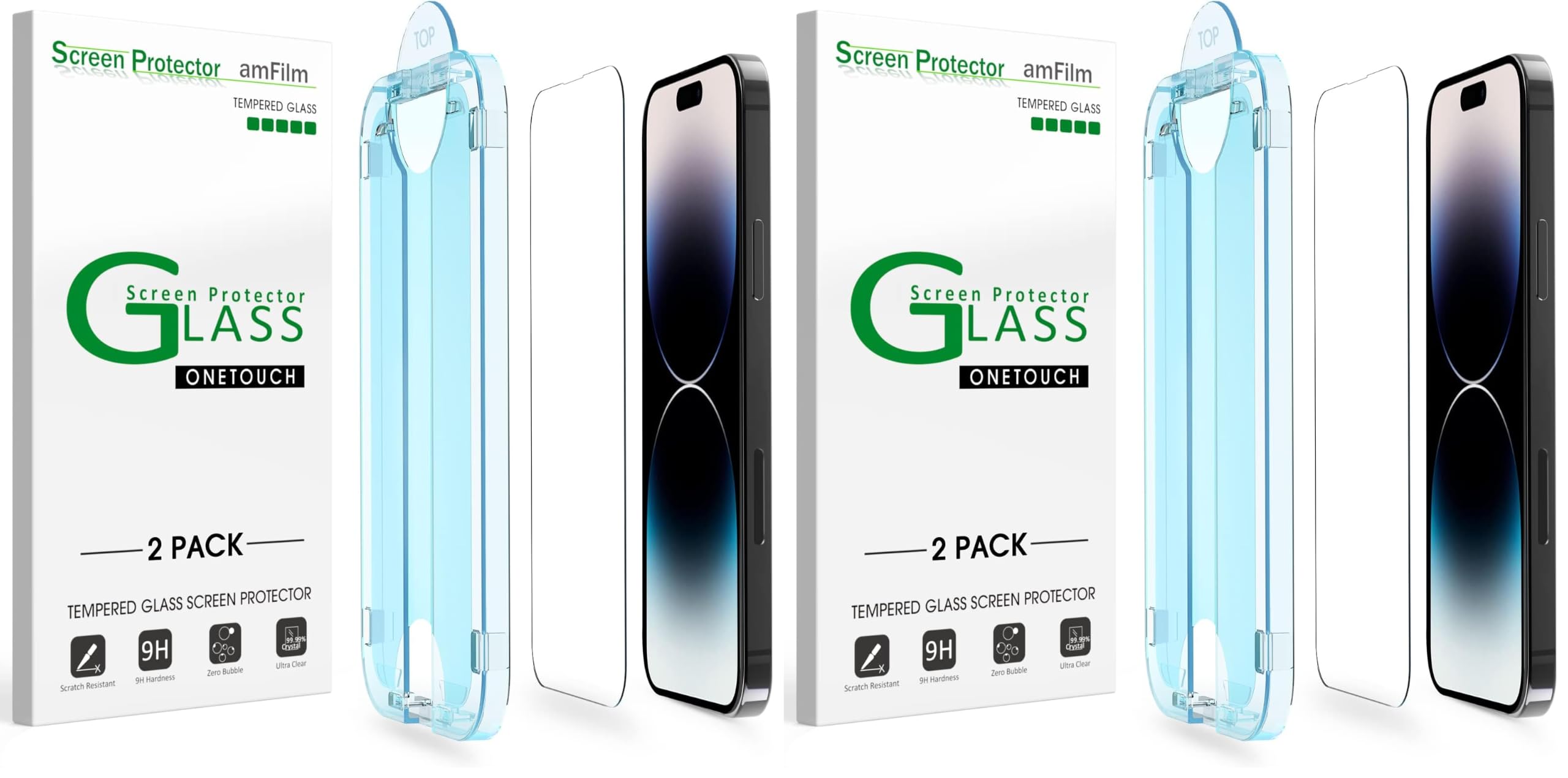 amFilm Auto-Alignment OneTouch for iPhone 14 Pro Max [6.7''] Screen Protector, Tempered Glass, 30 Seconds Installation, Bubble Free, Case Friendly, Anti-Scratch 4 Pack