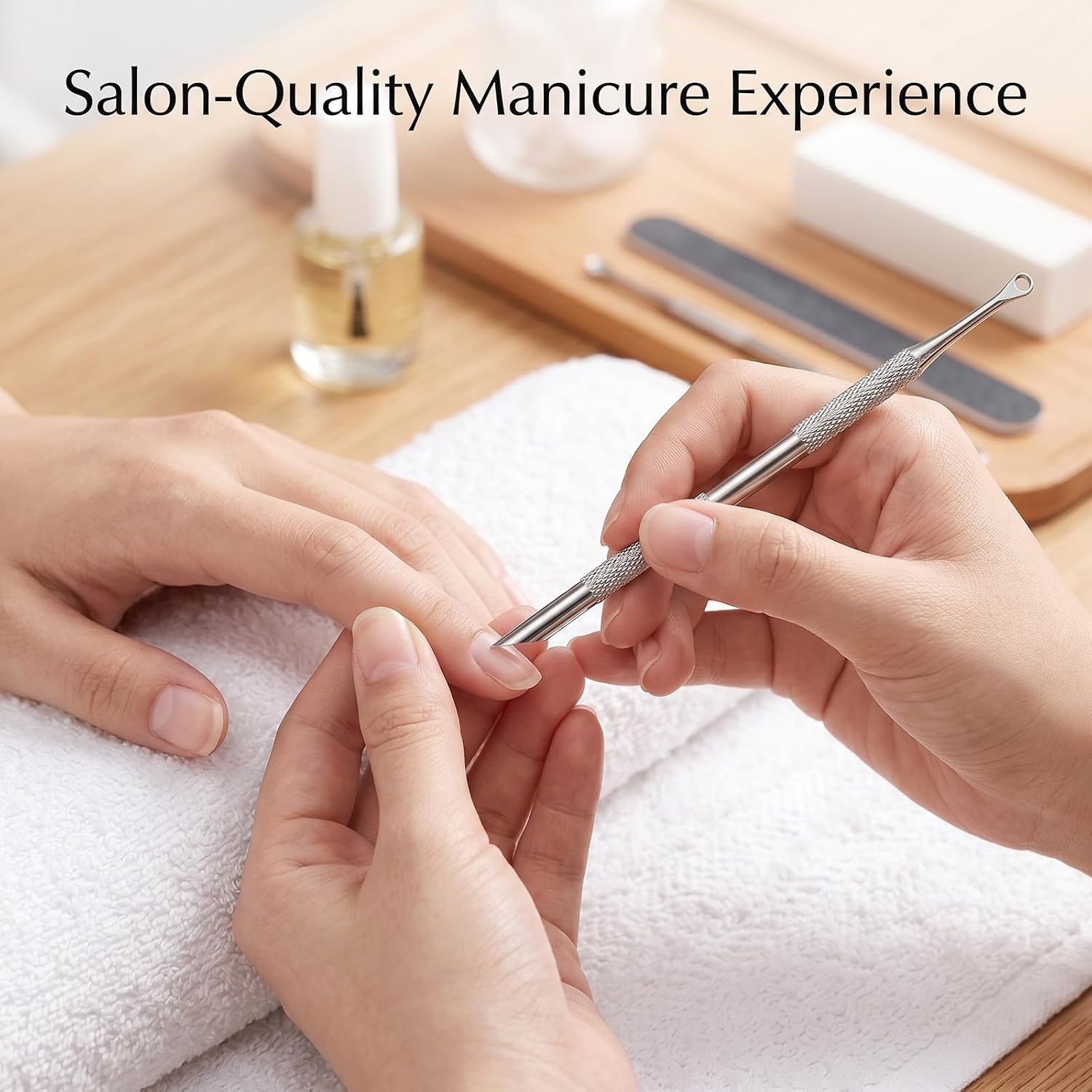 Stainless Steel Loop Cuticle Pusher, Cuticle Scraper Tool for Nails
