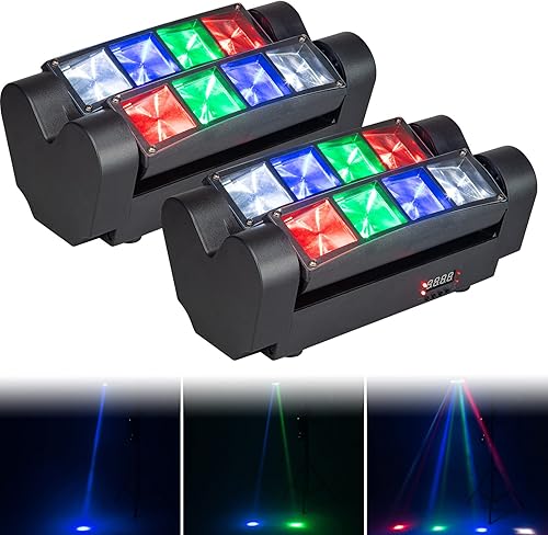 Luces de DJ con cabeza móvil de araña, luces de escenario de fiesta de discoteca para interiores, Litake 8 x 10 W RGBW activadas por sonido DMX-512,