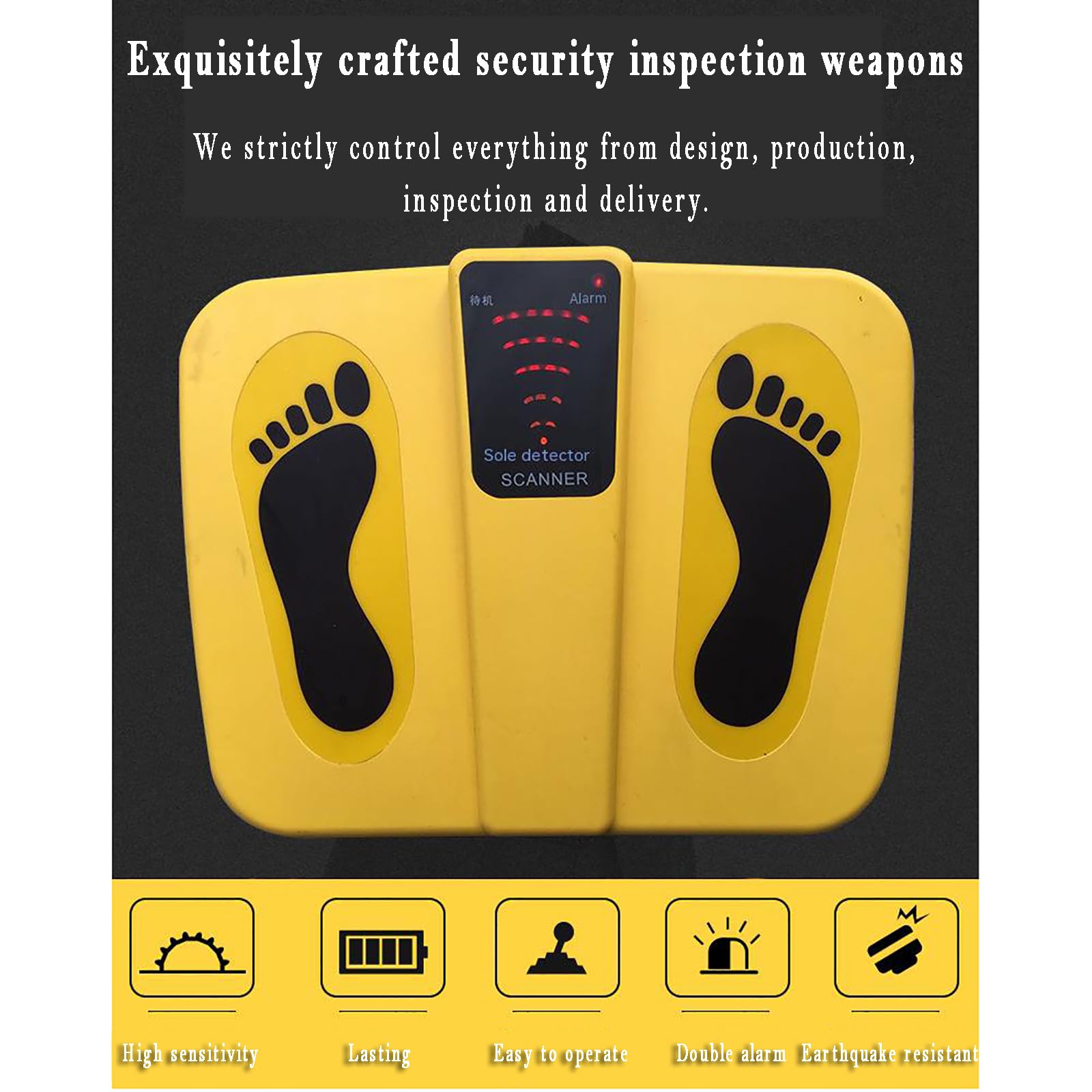 Detector de metales, escáner de seguridad en el zapato, alarma de sonido y luz, sensibilidad ajustable para una detección rápida de artículos peligrosos ocultos