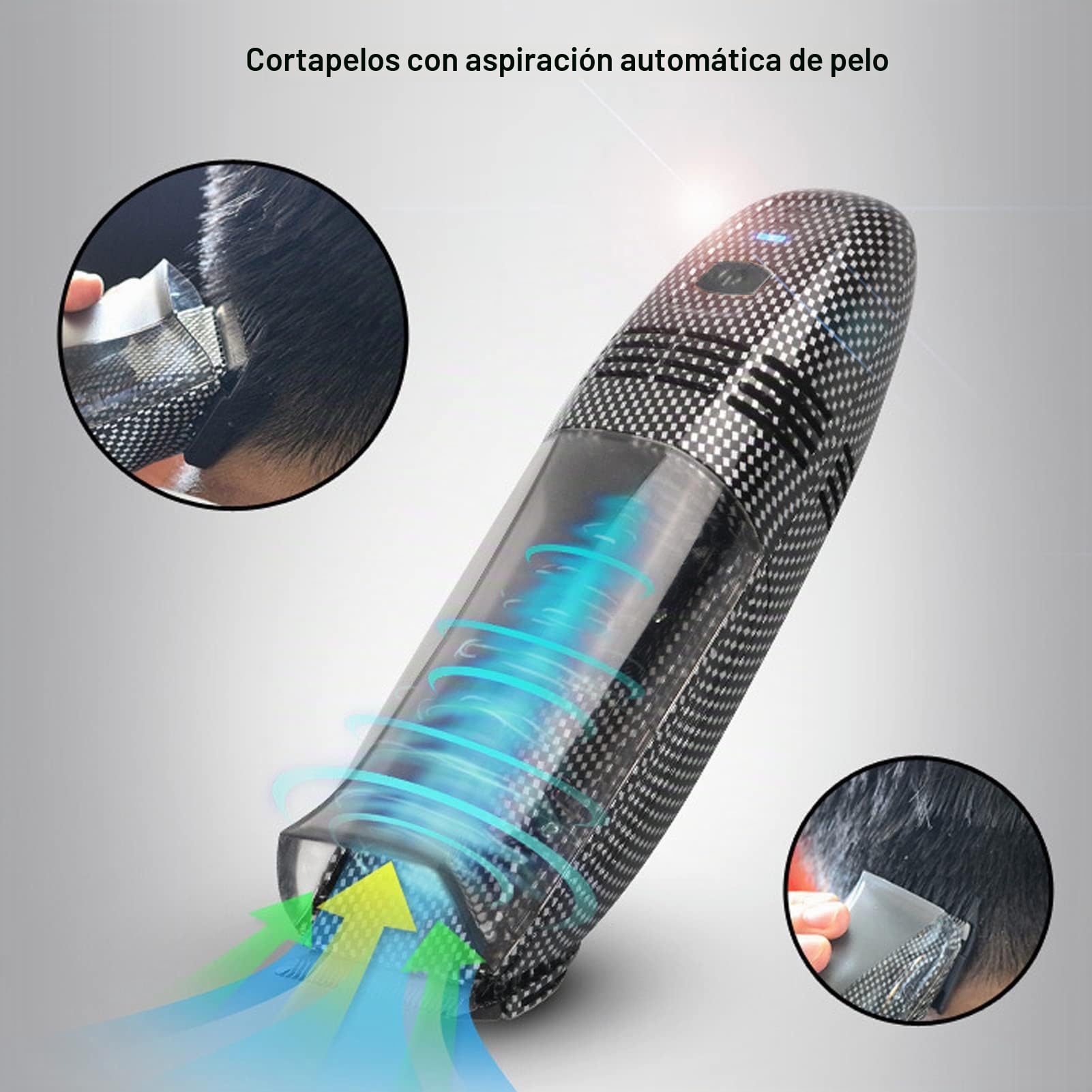 Cortapelos Eléctrico para Hombres, Cortapelos Profesional con Compartimento de Almacenamiento Amplio y de Succión Automática para Recogida de Cabellos