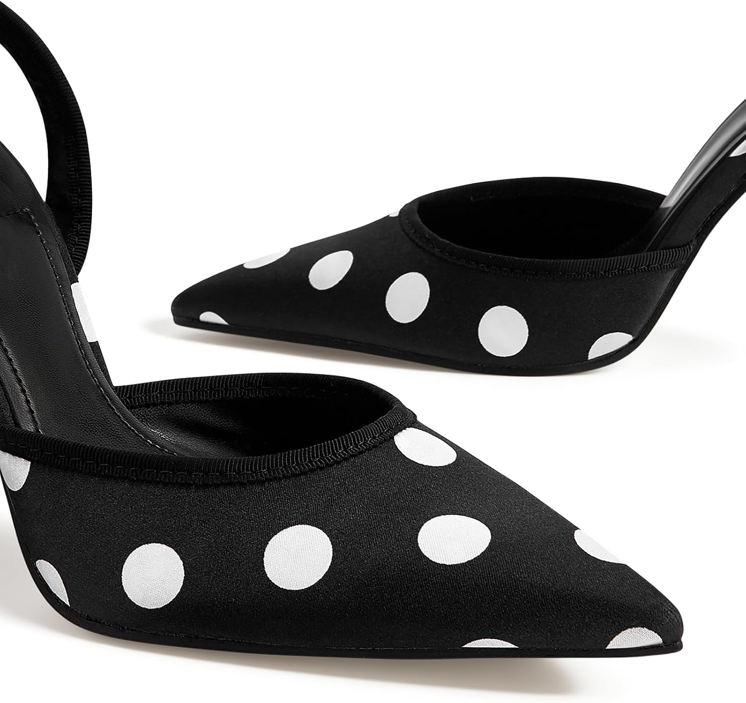 baobeijiadao Polka Dot Heels for Women Pointed Toe Pumps Lace Up Satin Heeled Sandals Womens Stiletto Heel Shoes Evening Party Wedding