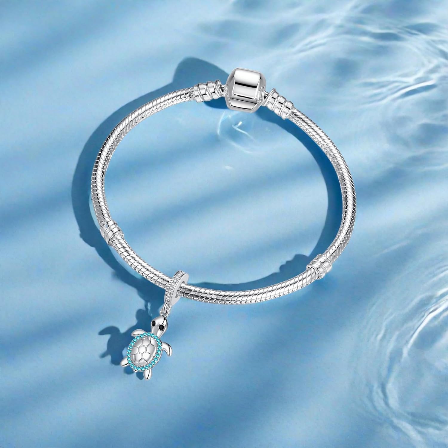 Sea Turtle Tortoise Beach Charm Cubic Zirconia Bead Compatible with Pandora Bracelet Women - Image 3