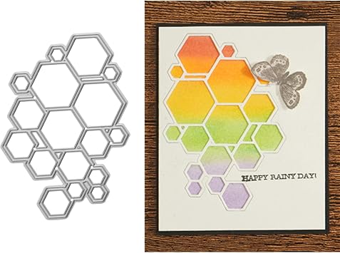 hinana Hexagon Lattice Frame Metal Die Cuts,Hexagon Hollow Background Cutting Dies Cut Stencils for DIY Scrapbooking Photo Decorative Embossing Paper Dies for Scrapbooking Card Making