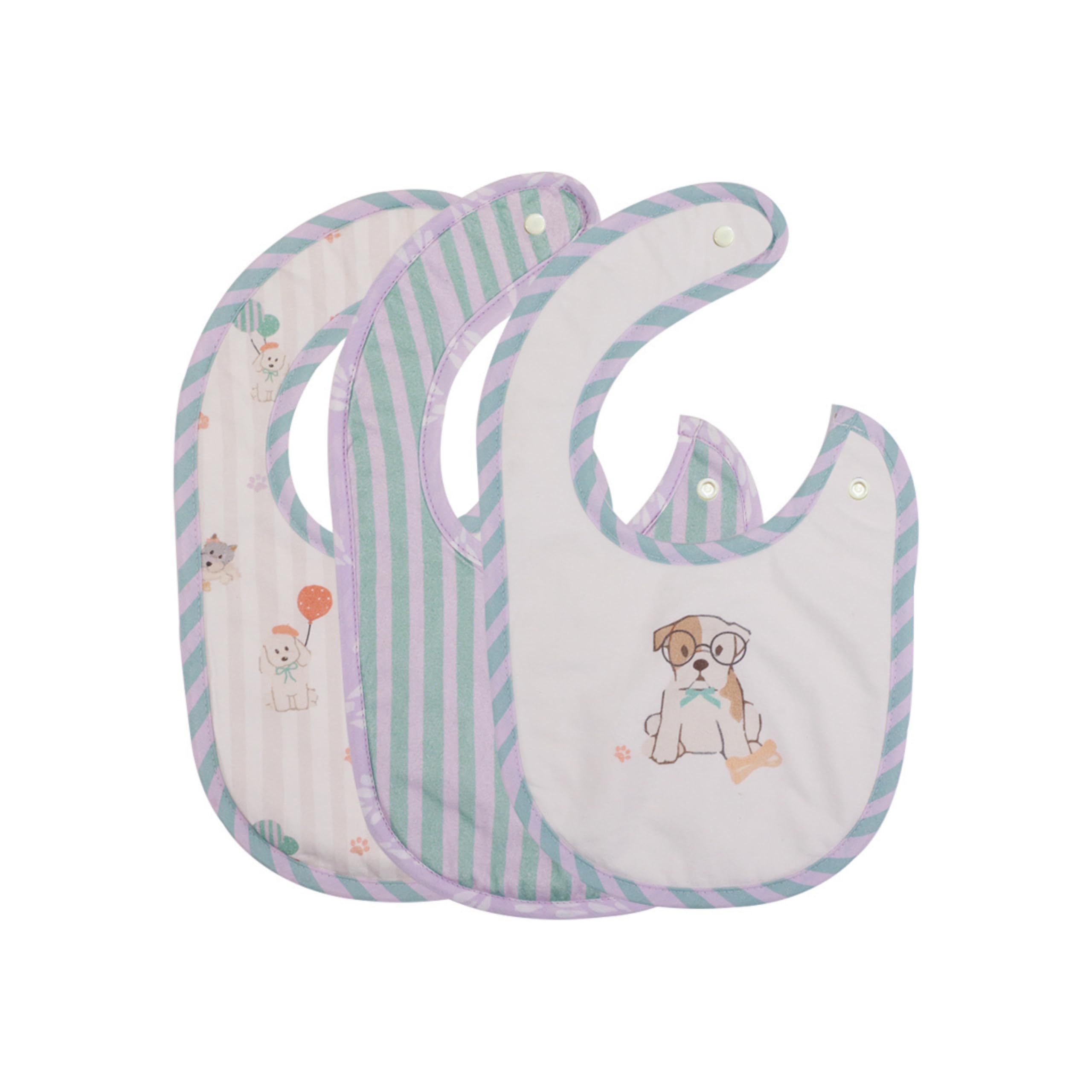 abracadabra Cotton Jersey Newborn Bibs (Set of 3) – Soft, Super Absorbent & Lightweight With Adjustable Snaps - Puppy Love-image-7