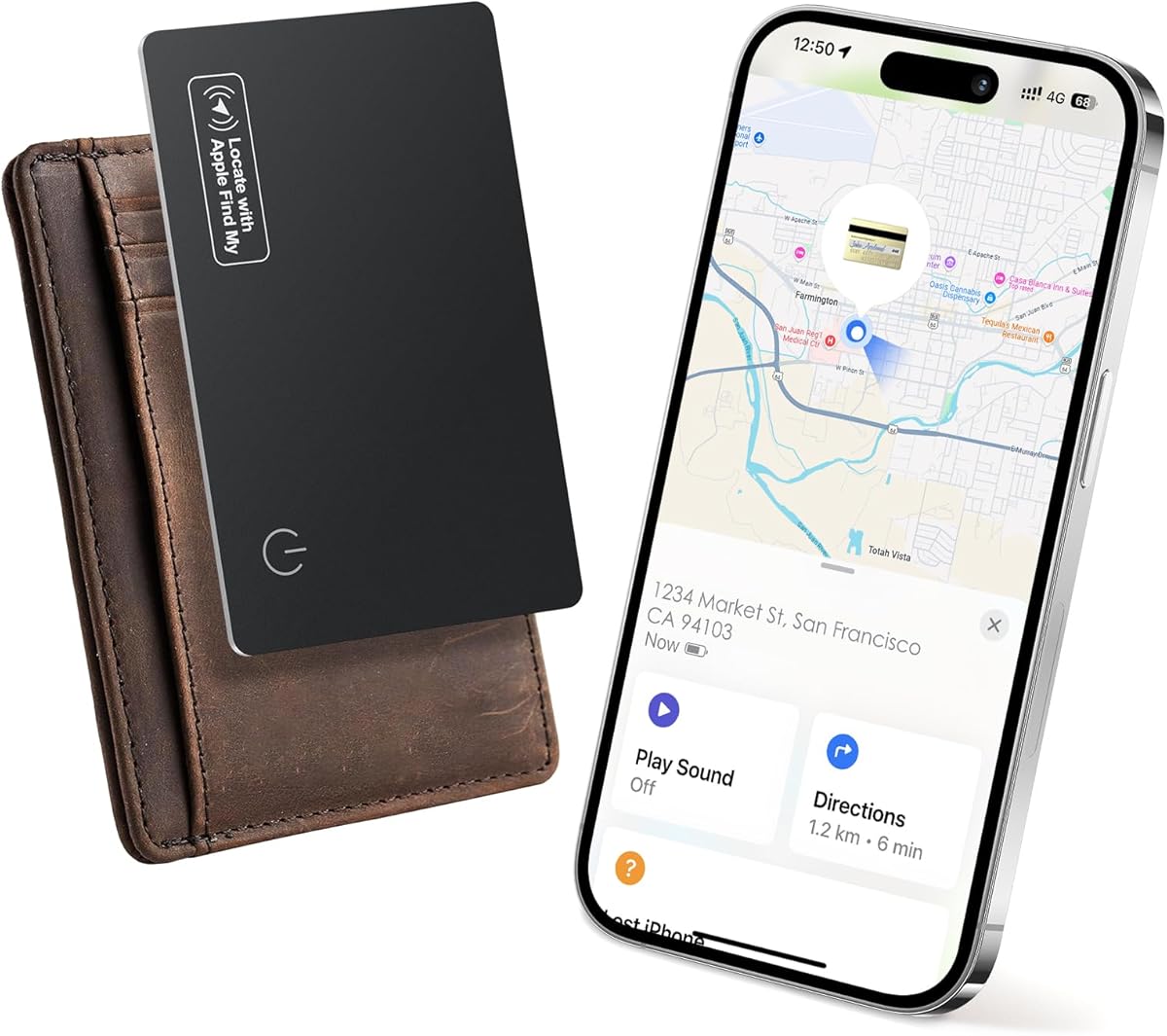 Wallet Tracker Card Air-Tag (iOS Only) - Work with Apple Find My, Bluetooth Tracker Smart Tracking Card Wallet Finder, 0.07in Slim, IP68 Waterproof, Item Locator for Luggage Tags, Passports, Purse